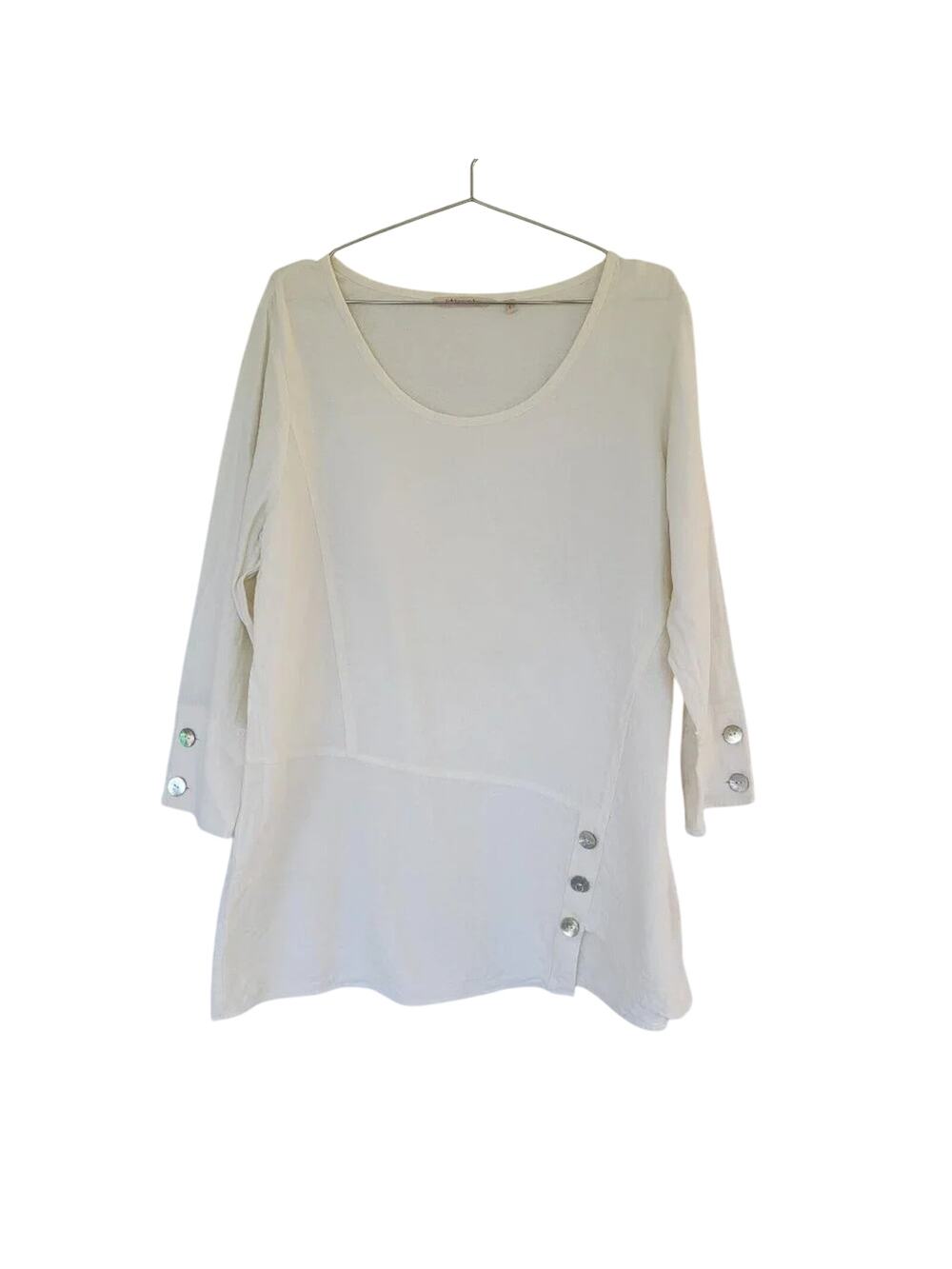 Soft Surroundings Gauze Artisan Tunic Top Pullover Ivory Cotton Womens Size L